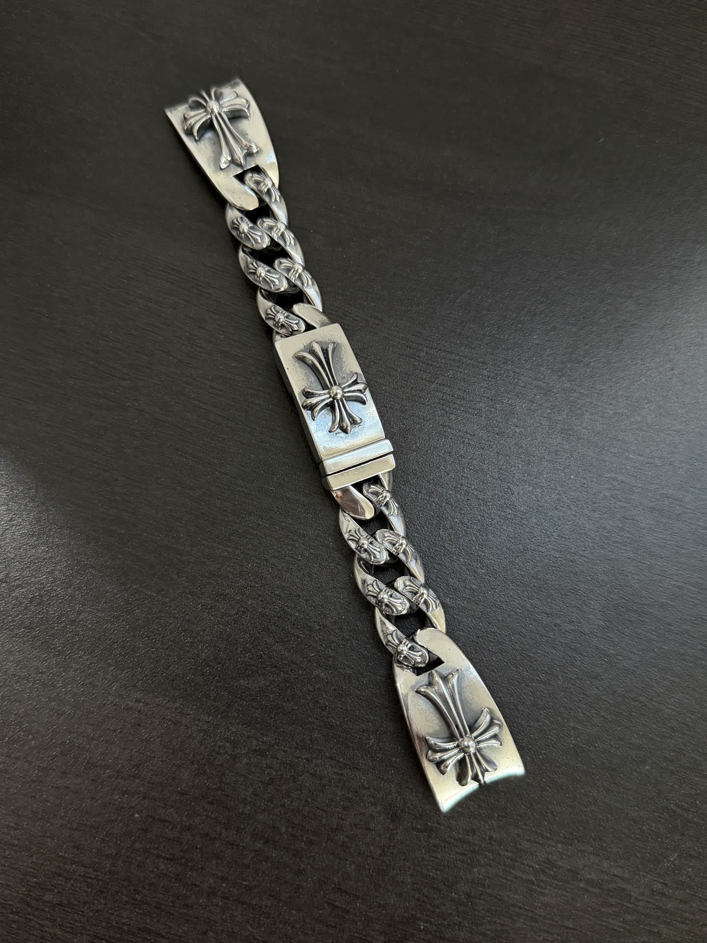 Chrome Hearts Silver Cross Link Bracelet